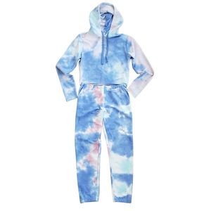 New Wildfox Small Tie Dye Sweatsuit Set Crop Hoodie Sweatshirt Jogger Sweatpants